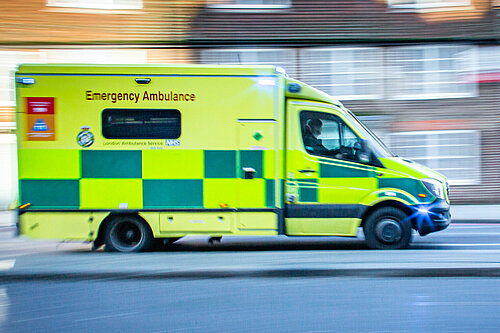 Ambulance traveling at high speed